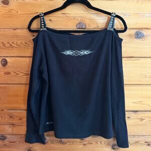 Harley-Davidson Long-Sleeve Cold-Shoulder Top Black XXL